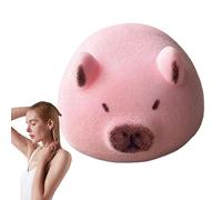 Capybara Bath Sponge, Shower Scrubber, Exfoliatings Bath Ball, Soft Lathering Wash Sponge, Quick-Drying Foam, Body Cleaning, Dishwashing, Household Use 12,5 x 10 cm, color marrón rosa gris