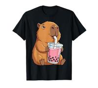 Capybara Beber Boba Bubble Tea Kawaii Lindo Anime Meme Camiseta