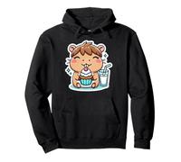 Capybara Beber Leche Y Comer Un Cupcake Kawaii Lindo Sudadera con Capucha