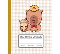 Capybara & Boba Tea Composition Notebook - Kawaii 7.5 x 9.25 in | 120 Pages: Cute Capybara Bubble Tea Journal for School, Journaling & Gifts | Wide-Ruled for Kids & Teens