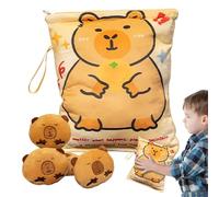 Capybara - Bolsa de aperitivos de felpa de animales Capybara, 4 muñecas pequeñas incluidas, llavero suave con colgante para viajes, escuela, picnic, gelatina, chocolate, caramelos