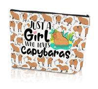 Capybara - Bolsa de maquillaje para los amantes de la capibara, bonita bolsa de cosméticos de capibara, regalos para niñas amantes de los animales, bolsa de maquillaje - Just A Girl Who Loves