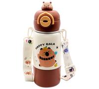 Capybara Botella Termica, 500ML Taza Térmicas para Niños Térmica de Acero Inoxidable Gran Capacidad Botellas Tazas Térmicas con PajitaTérmico Botella de Agua Fip-top para Colegio