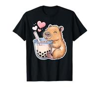 Capybara Bubble Tea Lovely Cute Capyboba Boba Milk Tea Camiseta