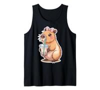 Capybara Bubble Tea Lovely Cute Capyboba Boba Milk Tea Camiseta sin Mangas
