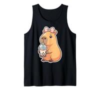 Capybara Bubble Tea Lovely Cute Capyboba Boba Milk Tea Camiseta sin Mangas
