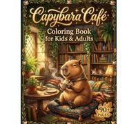 Capybara Café Coloring Book for Kids & Adults : Adorable Capybaras, Cozy Coffee Shop Scenes, Cute Café Life, Kawaii Animals, Relaxing Coloring Pages for Stress Relief, Mindfulness, and Creative Fun