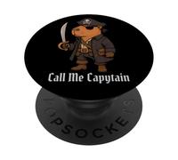 Capybara Call Me Capytain Pirata Animal Lover Niños Niñas Niño PopSockets PopGrip Adhesivo