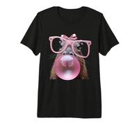 Capybara Cara Comer Goma De Mascar Y Hace Una Burbuja Capibara Mujeres Camiseta Premium