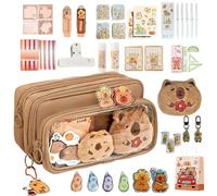 Capybara Case De Lápiz, Suministros Escolares De Gran Capacidad Para El Aula, Bolsa De Lápiz Estética Set De Papelería Linda, Marker De Borrador De La Regla Universitaria De Oficina Para Niños Adolesc