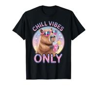 Capybara Chill Vibes Solo Vacaciones de Verano Bebidas en la Playa Camiseta