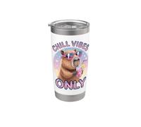 Capybara Chill Vibes Solo Vacaciones de Verano Bebidas en la Playa Vaso térmico de acero inoxidable de doble pared