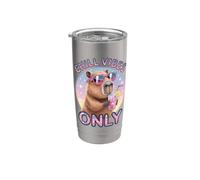 Capybara Chill Vibes Solo Vacaciones de Verano Bebidas en la Playa Vaso térmico de acero inoxidable de doble pared