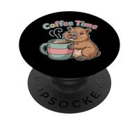 Capybara Coffee Time Cute Capy Funny Cita Amante de los Animales PopSockets PopGrip Adhesivo