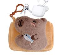 Capybara Coin Holder For Keyring, Plush Purse, Funny Capybara Animal Bag, Small Wallet Pendant Strap, Earphone Cord Storage For Casual Use, 4.72x3.35 Inches