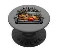 Capybara Come Chips en el sofá Chill Texto Instructor PopSockets PopGrip Adhesivo