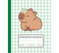 Capybara Composition Notebook - Cute Green Gingham College-Ruled Journal for Girls, Teens, and Animal Lovers | 7.5 x 9.25 in: Adorable Capybara with ... 120 Pages for School, Journaling, or Doodles