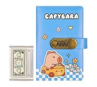 Capybara - Cuaderno de almacenamiento de dinero en efectivo con candado, 100 unidades, piel sintética, planificador presupuestario para estudiantes independientes, familias, viajes