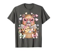 Capybara Cute Easter Chick Acuarela Coqueta Pascua Niñas Camiseta