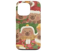Capybara Cute Kawaii Capybaras Invierno Navidad Acuarela Carcasa para iPhone 13 Pro