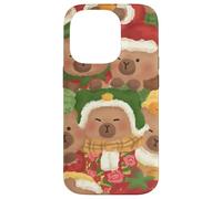 Capybara Cute Kawaii Capybaras Invierno Navidad Acuarela Carcasa para iPhone 14 Pro