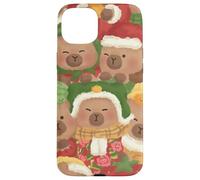 Capybara Cute Kawaii Capybaras Invierno Navidad Acuarela Carcasa para iPhone 15 Plus