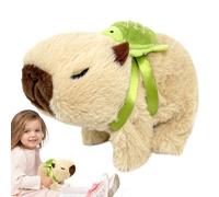 Capybara de peluche - Animal de peluche 15 x 8 x 13 cm | Animal en Pëluche con funciones interactivas, juguete de pelusa eléctrico, caminar, sonido, mochila tortuga, regalo para, juguetes eléctricos C