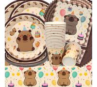 Capybara Decoracion Cumpleaños para Niños,Doyomtoy Vajilla de Cumpleaños Capybara Decoraciones de Cumpleaño Platos Tazas Servilletas de Fiesta para Baby Shower 20 invitados