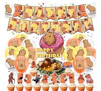 Capybara Cumpleaños Fiesta Decoraciones Capybara Fiesta Accesorios Incluye Capybara Happy Birthday Pancarta Capybara, Toppers para cupcakes, adornos para tartas, globos