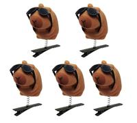 Capybara Diseño Horquilla Lindo Seguro Aquí es un título de producto para la lista de 5 piezas Muñeca de dibujos animados con gafas de sol Horquillas Pinzas de plumas Mujeres C 5pcs