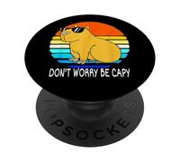 Capybara Divertida Retro Don't Worry Be Capy PopSockets PopGrip Adhesivo