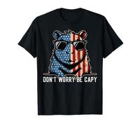 Capybara Don't Worry Be Capy Lovers - Bandera de Estados Unidos del 4 de Julio #25D47 Camiseta