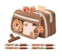Capybara - Estuche de lápiz para lápiz de Capybara, diseño de Capybara, adorable bolsa de lápiz con Capybara Print, 8,27 x 5,12 x 2,95 pulgadas 9 capa Pen Pouch for Students, Maillard Coffee, Se