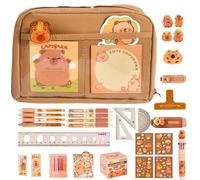 Capybara - Estuche de papelería, estuche estético para lápices Capybara con bolígrafos, clips, reglas y más suministros escolares, estuche para el regreso a clases para estudiantes, 12 capas gruesas y