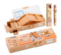 Capybara Estuche, Estuche Organizador Multifuncional, 12 en 1 Click Pens Multicolor, Juego de Estuche, Diseño de Dibujos Animados y Bloqueo de Contraseña, Adecuada para Inicio Escolar y Regalos