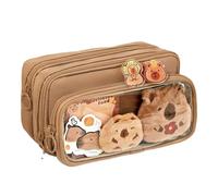 Capybara Estuche, Gran Capacidad con Compartimentos Desmontable Claro Estuche, Notas Adhesivas, Pegatinas, Clips, Colgantes como Regalos,Marrón