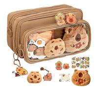 Capybara - Estuche para lápices | Bonito Estuche Capybara con 10 Compartimentos | Estuche para lápices de Ancha con Bonitos Pines de Felpa