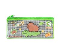 Capybara Estuche para lápices de PVC transparente con cremallera grande de una sola capa Estuche portátil lindo papel de carta portátil estuche para lápices estuche para lápices estuche escolar, verde