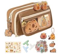 Capybara - Estuche para lápices, estuche para lápices, gran capacidad, con diseño de dibujos animados, bolsa de almacenamiento para estudiantes, suministros escolares, incluye notas adhesivas