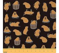 Capybara Fabric by The Yard Animals Lovers - Tela decorativa impermeable para exteriores, bonita tela de tapicería capibara para sillas, tela negra kawaii para exteriores, 92 x 150 cm (largo x ancho