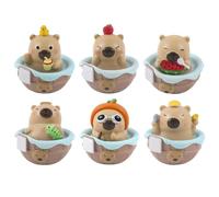 Capybara Figurine Statue Set of 6, Realistic Desktop Ornaments and Animal Collectibles, Decorative Capybara Models for Living Room Cabinet Shelf or Desk Display, Capybara Enthusiasts and H