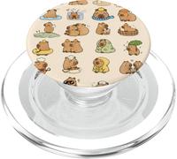Capybara Funny Cute Capybaras Bebida Té Animal sobre Beige PopSockets PopGrip para MagSafe