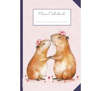 Capybara Geschenk: Niedliche Capybaras auf Notizbuch A5 liniert praktisches Wasserschwein Buch für Notizen als Tagebuch Notizblock und Schulheft für Mädchen und Kinder Geschenk mit Nagetier Motiv