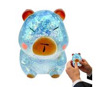 Capybara Glitter Stress Toy, Glitter Capybara Squishys, Sensory Squeeze Fidget, Soft Animal Decompress Toy with Fill, Party Favors and Desk Entertainment, Entertainment for Kids Teens Adults