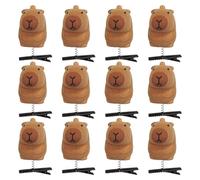 Capybara Hair Clip, Cartoon Animal Hair Claw, Lightweight Plush Texture, Spring Loaded Secure Grip, Everyday Hairstyling for Girls Women, 1.97 Inches, Brown Color, 12 Pieces