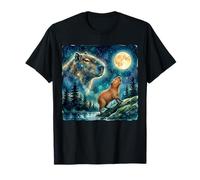 Capybara Howling at The Moon Night Sky Animal Art Camiseta