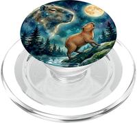 Capybara Howling at The Moon Night Sky Animal Art PopSockets PopGrip para MagSafe