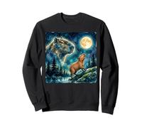 Capybara Howling at The Moon Night Sky Animal Art Sudadera