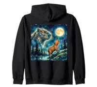 Capybara Howling at The Moon Night Sky Animal Art Sudadera con Capucha