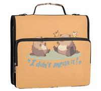 Capybara I Didn't Mean It - Carpeta con cremallera de 3 anillos con asa y correa para el hombro, capacidad para 500 hojas, bolsa organizadora de almacenamiento con múltiples bolsillos para la escuela